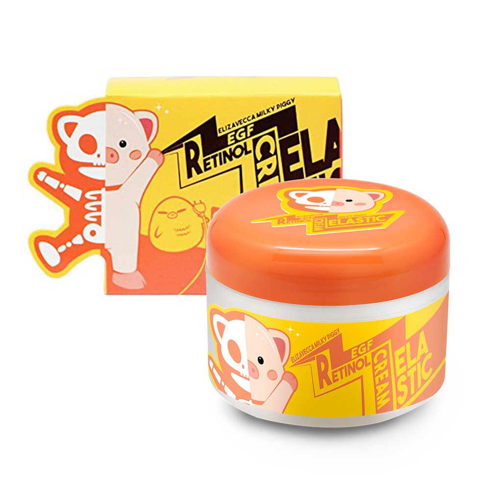 Elizavecca Milky Piggy Retinol Cream jar highlights a rich night-care formula.