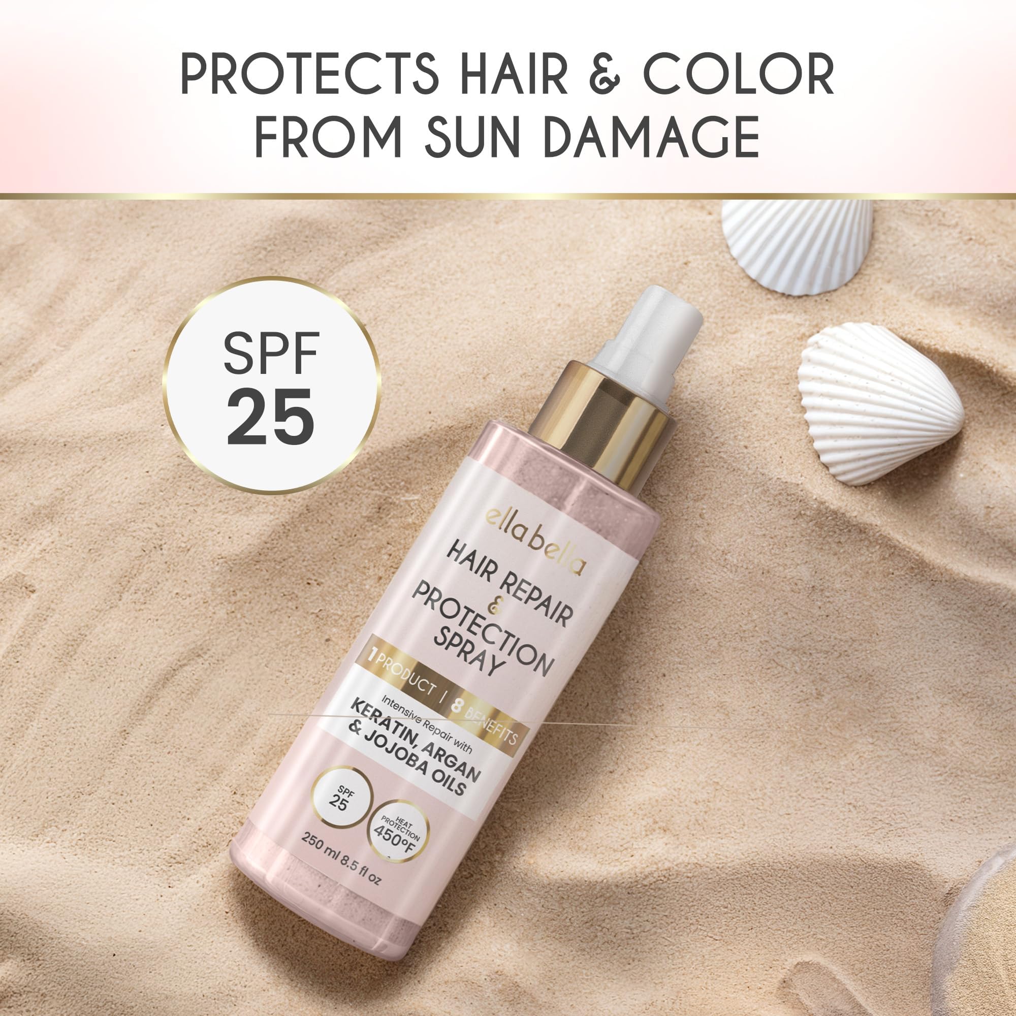 Hair being styled with ELLA BELLA spray for smoother blow-dry results.