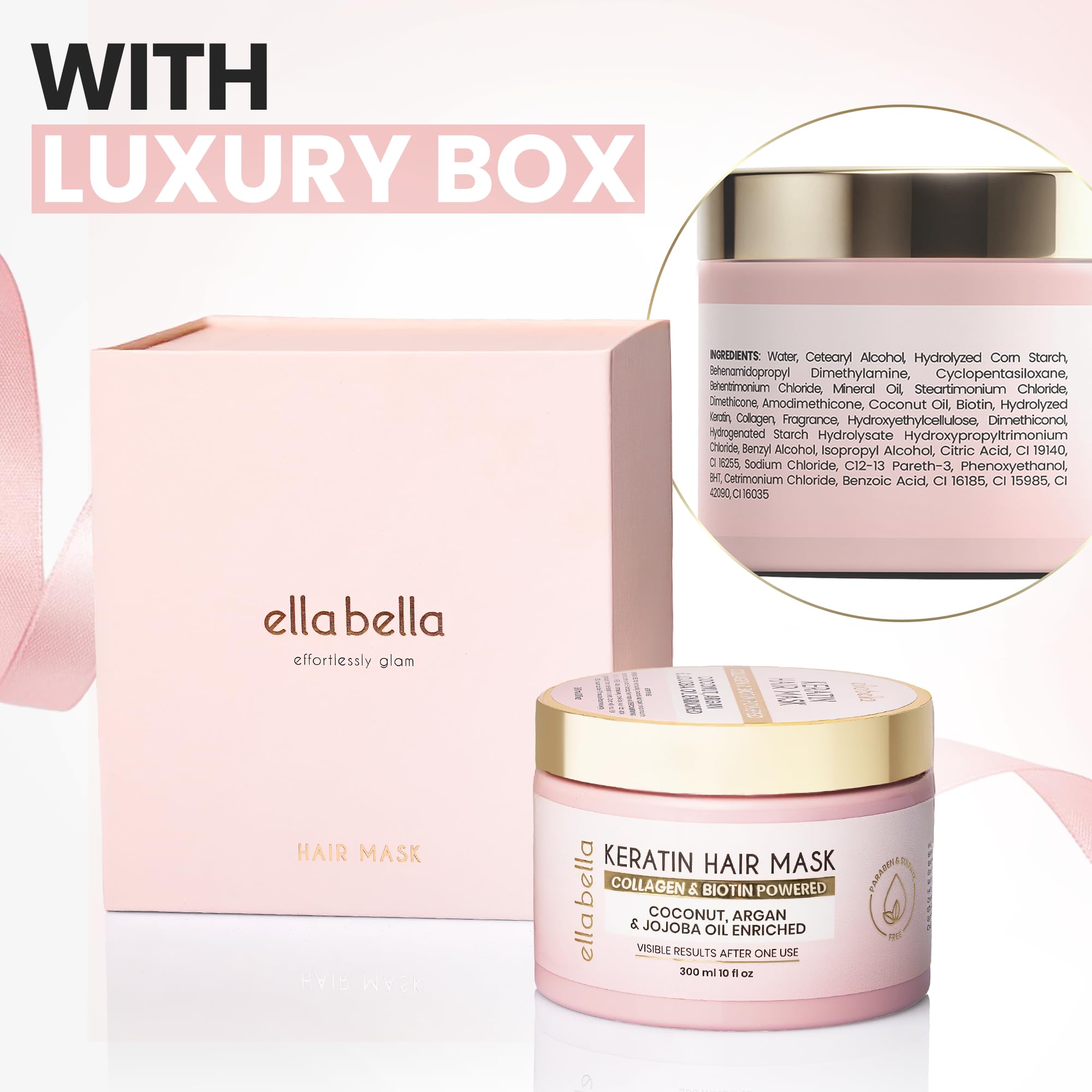 Color-treated hair revived by Ella Bella keratin mask.