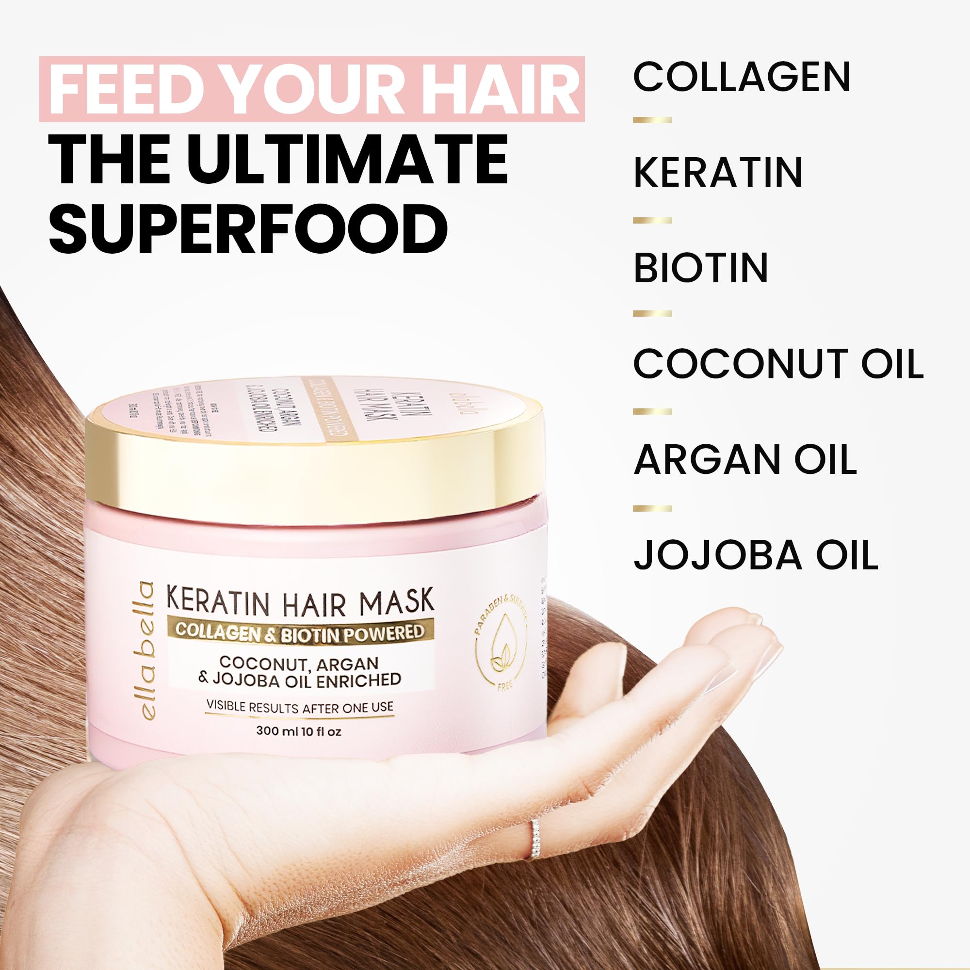 Silky, glossy hair after using Ella Bella keratin mask.