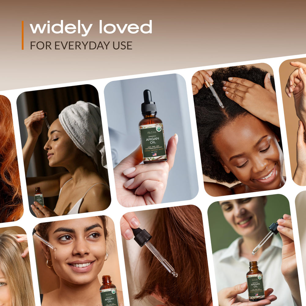 Ella & Eden argan oil packaging in glass bottle