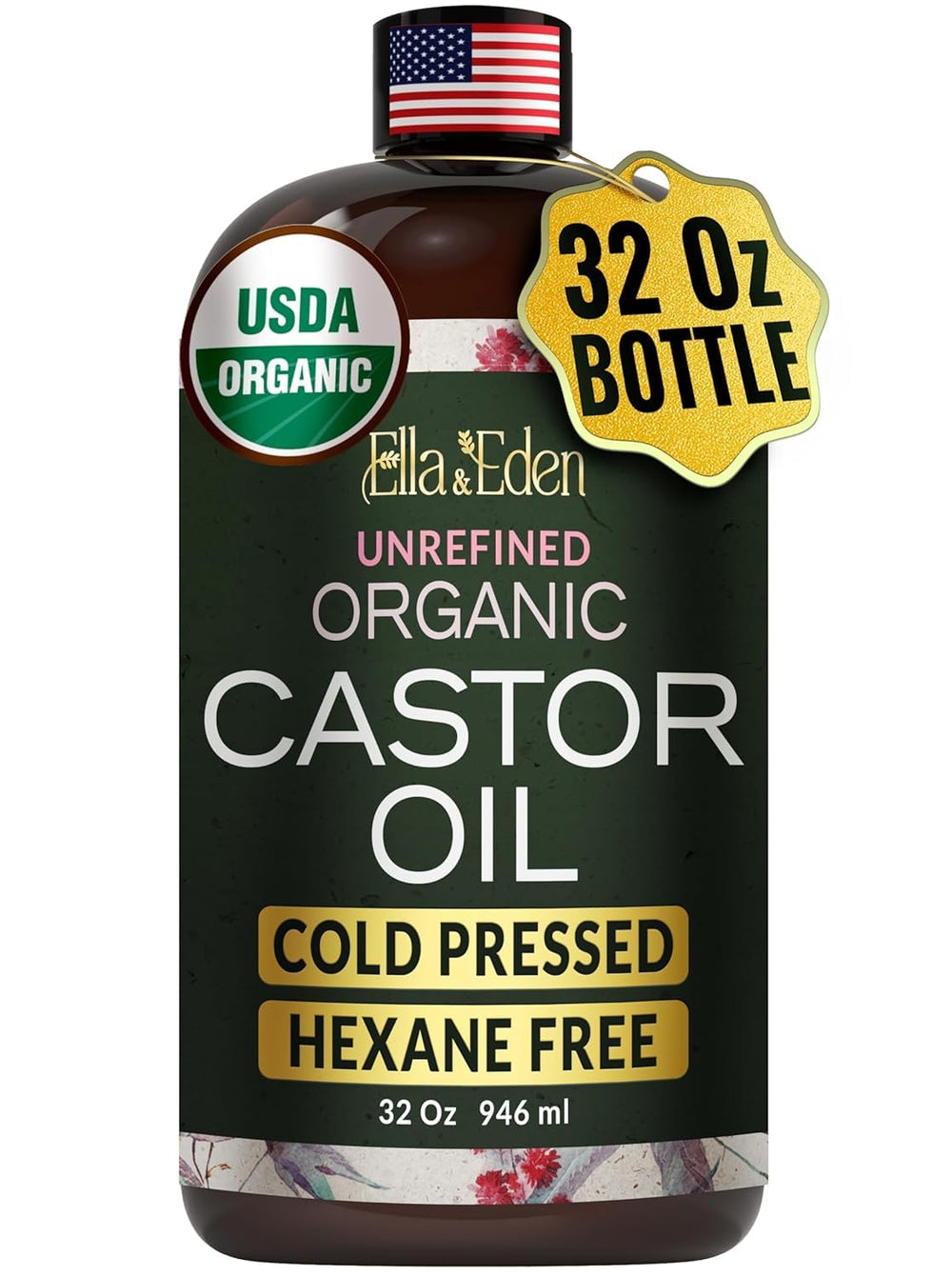 Ella & Eden castor oil 32oz bottle for versatile daily care.