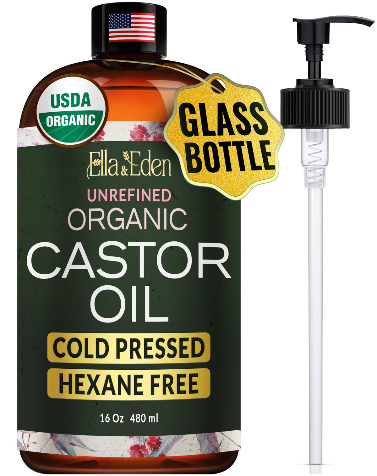 Ella & Eden Castor Oil bottle pour for effortless skin hydration and moisture