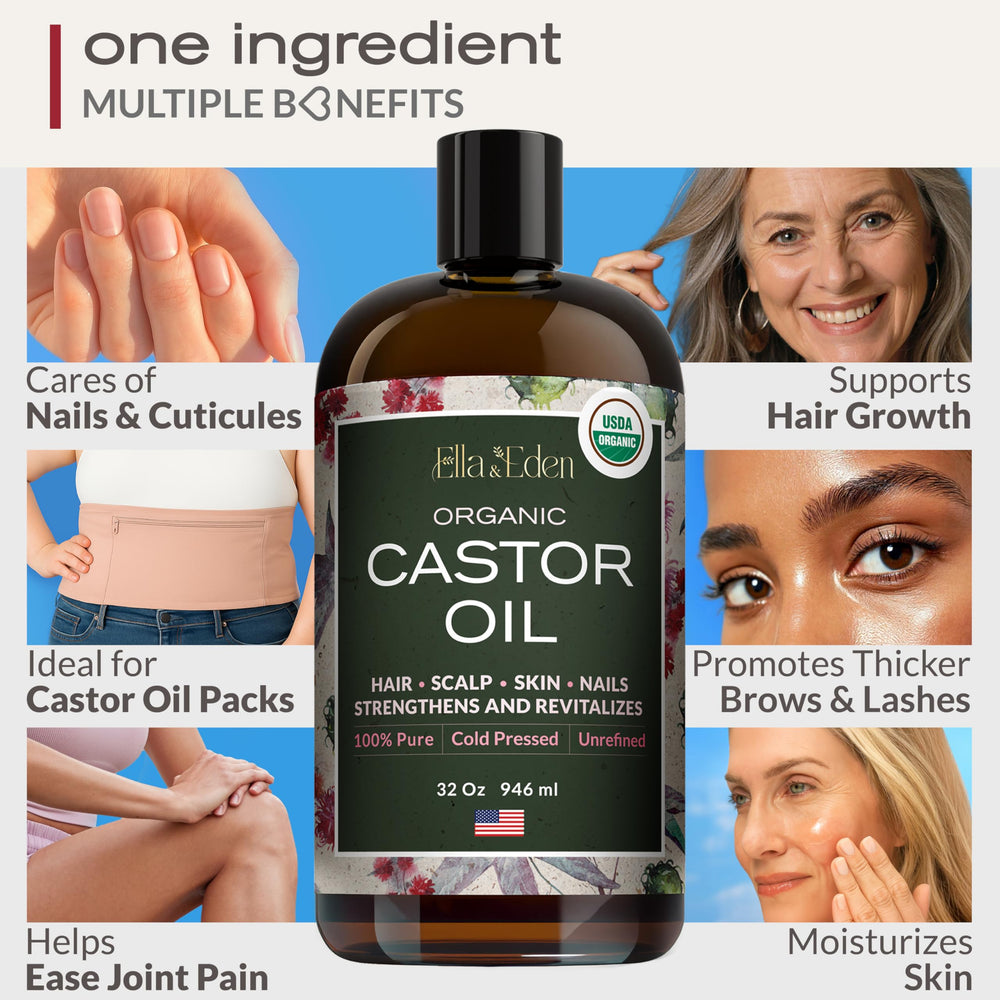 Ella & Eden hexane-free castor oil ideal for hair and skin care routines.