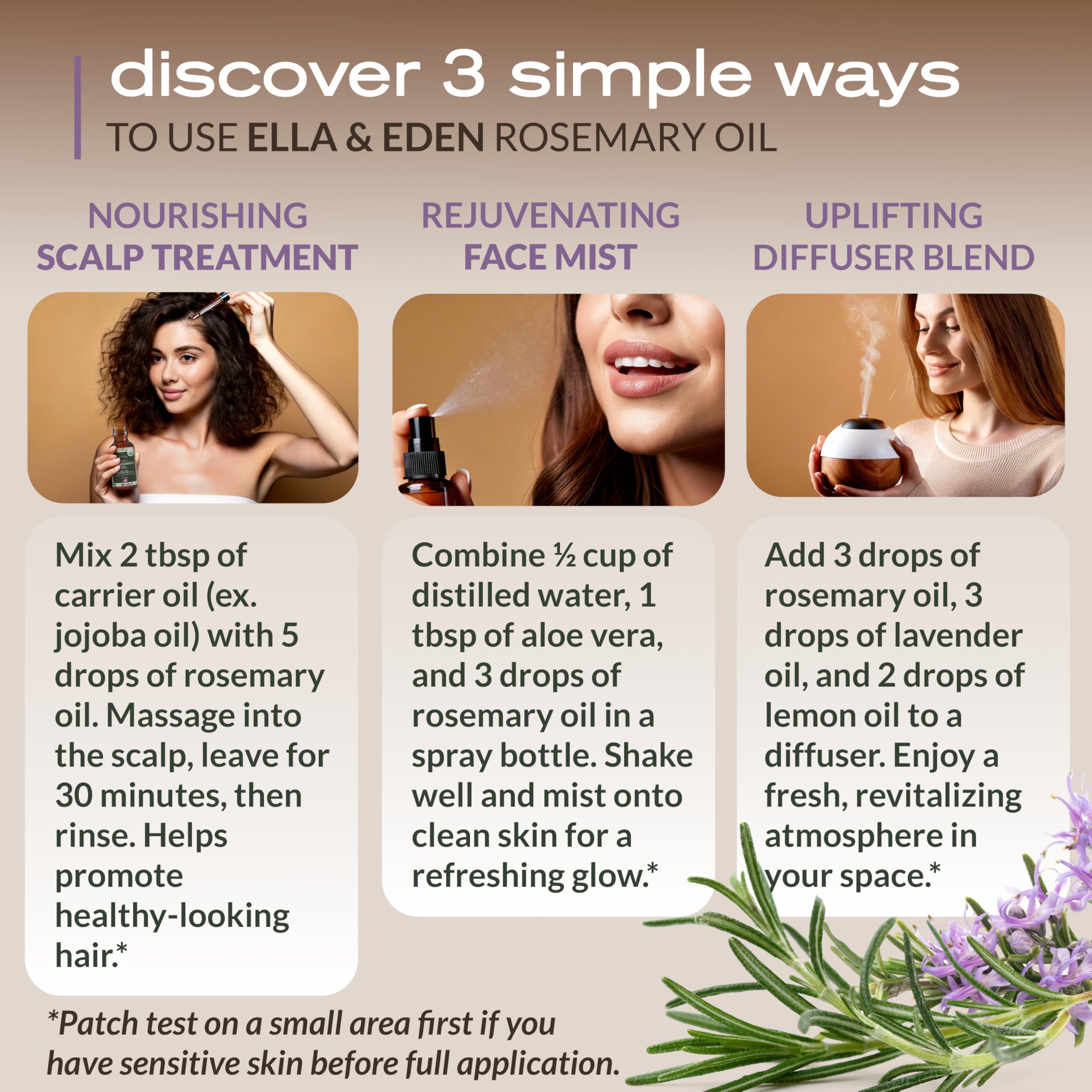 Diffuser setup with Ella & Eden rosemary oil releasing herbal aroma.