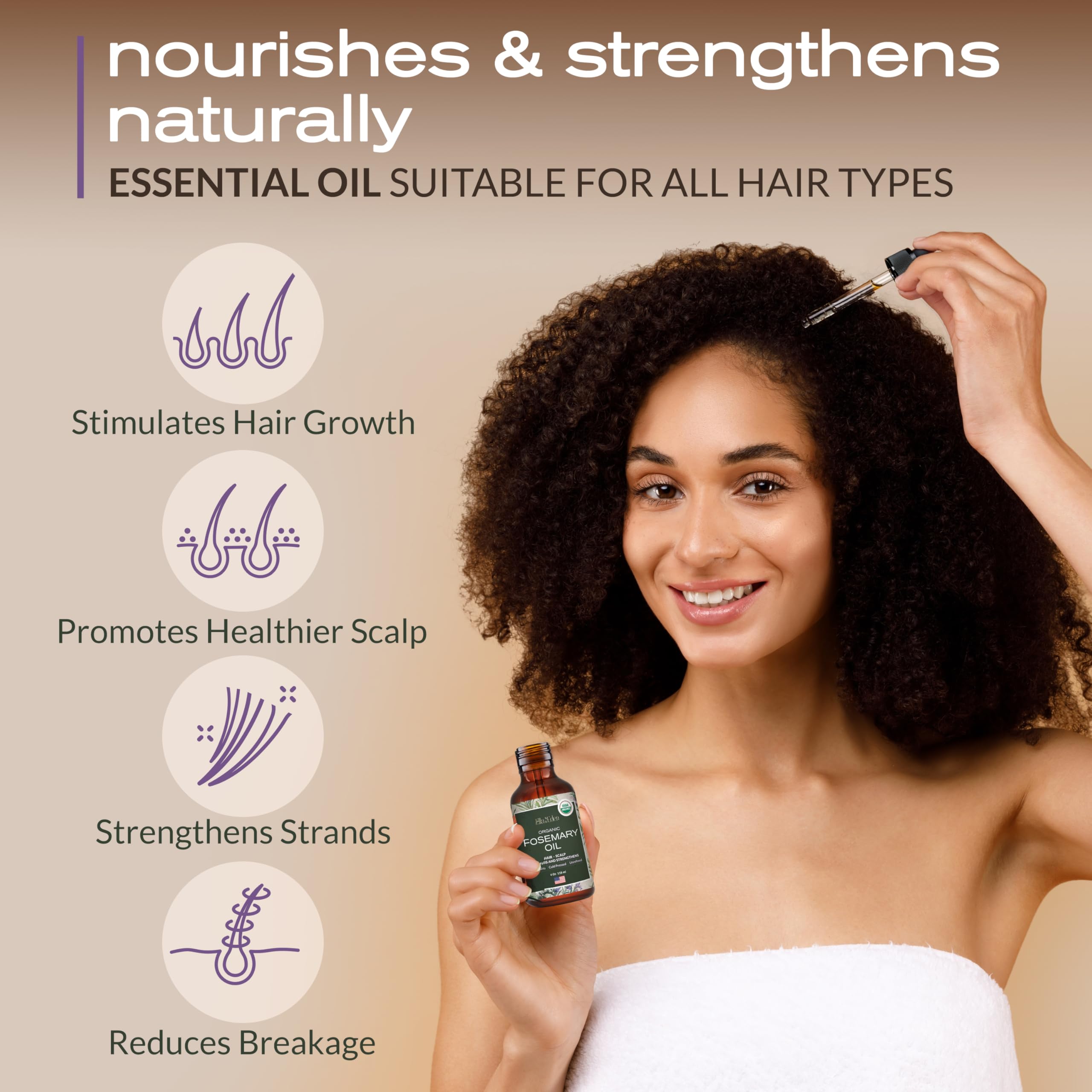 Rosemary oil applied to scalp during a gentle hair care routine.