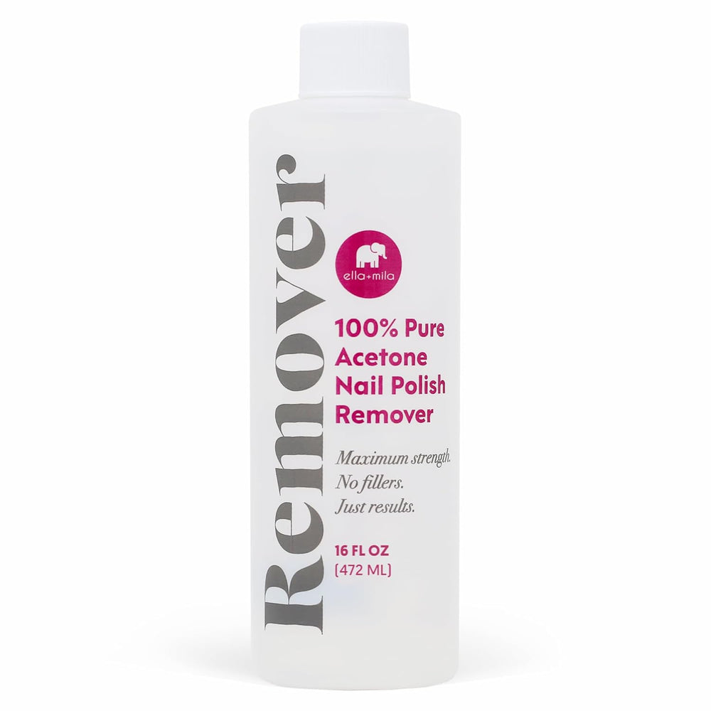 Ella+Mila 100% acetone bottle pour for fast at-home polish removal.