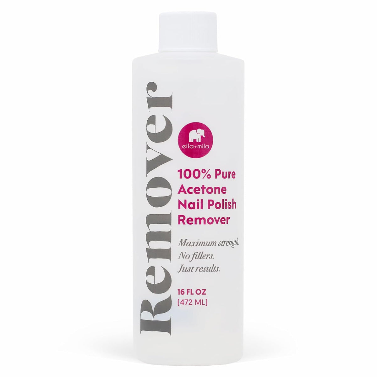 Ella+Mila 100% acetone bottle pour for fast at-home polish removal.