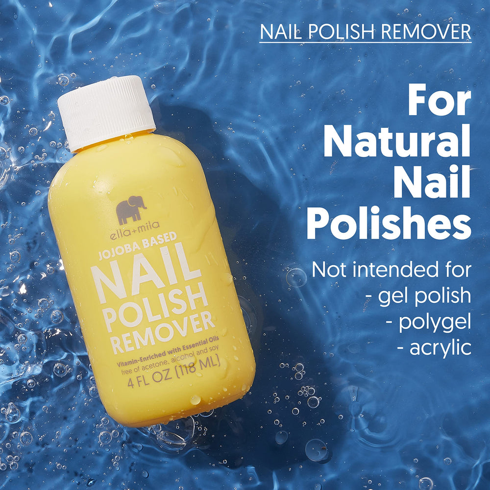ella+mila Jojoba Nail Polish Remover vitamins A C E for nail nourishment