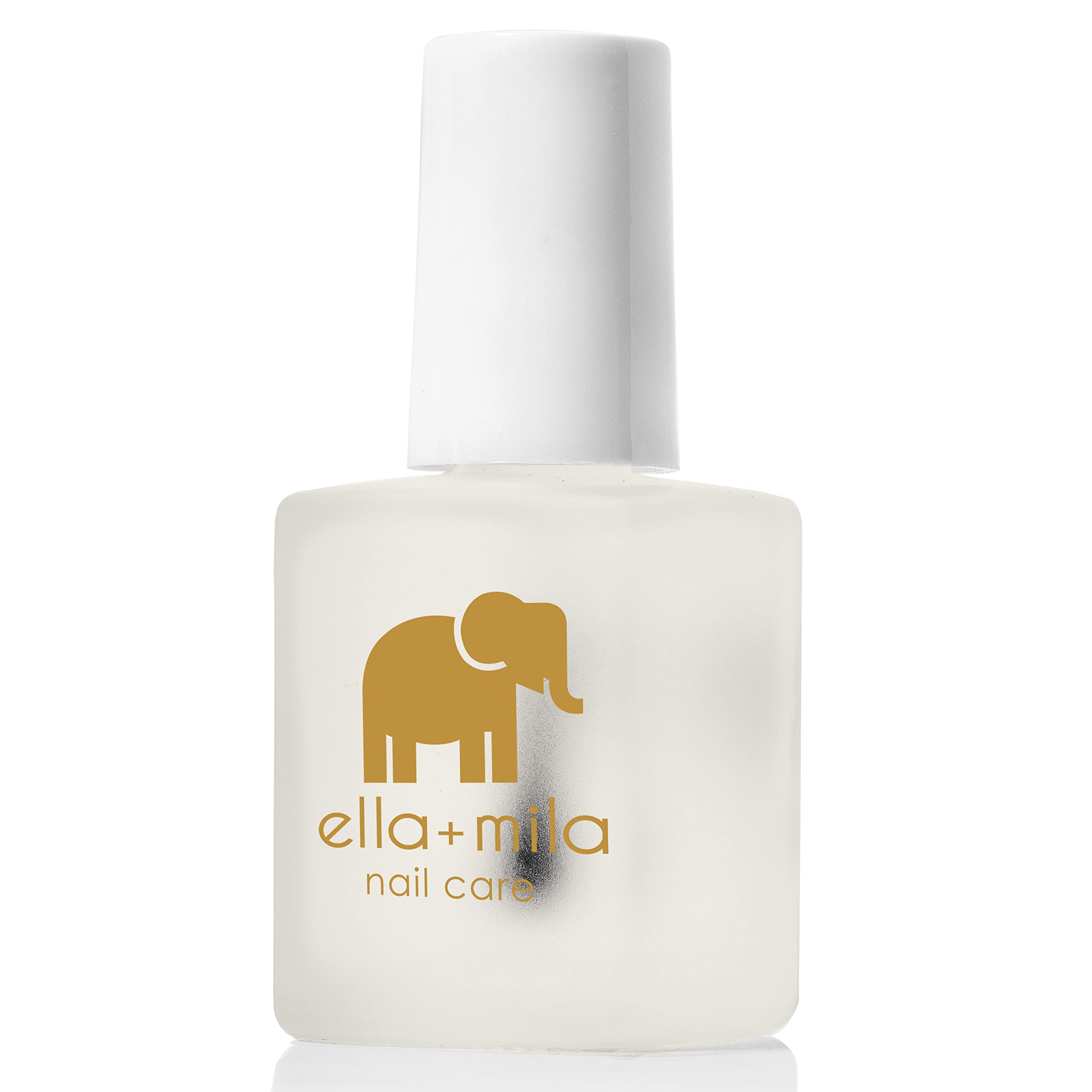 Tiny bottle of ella-mila No More Biting Nail Polish shown for on-the-go deterrent.