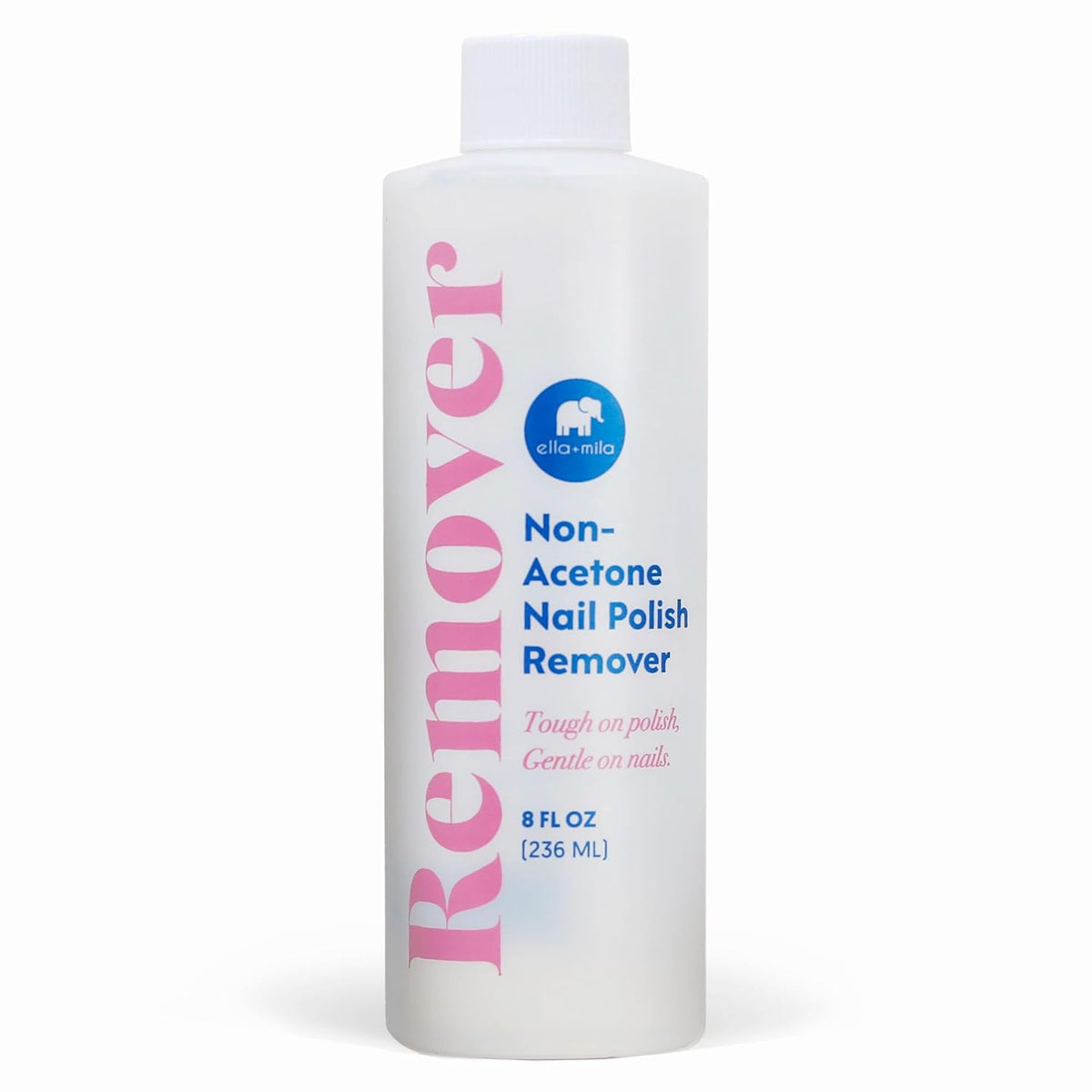 ella-mila non-acetone remover bottle for gentle polish removal and conditioning
