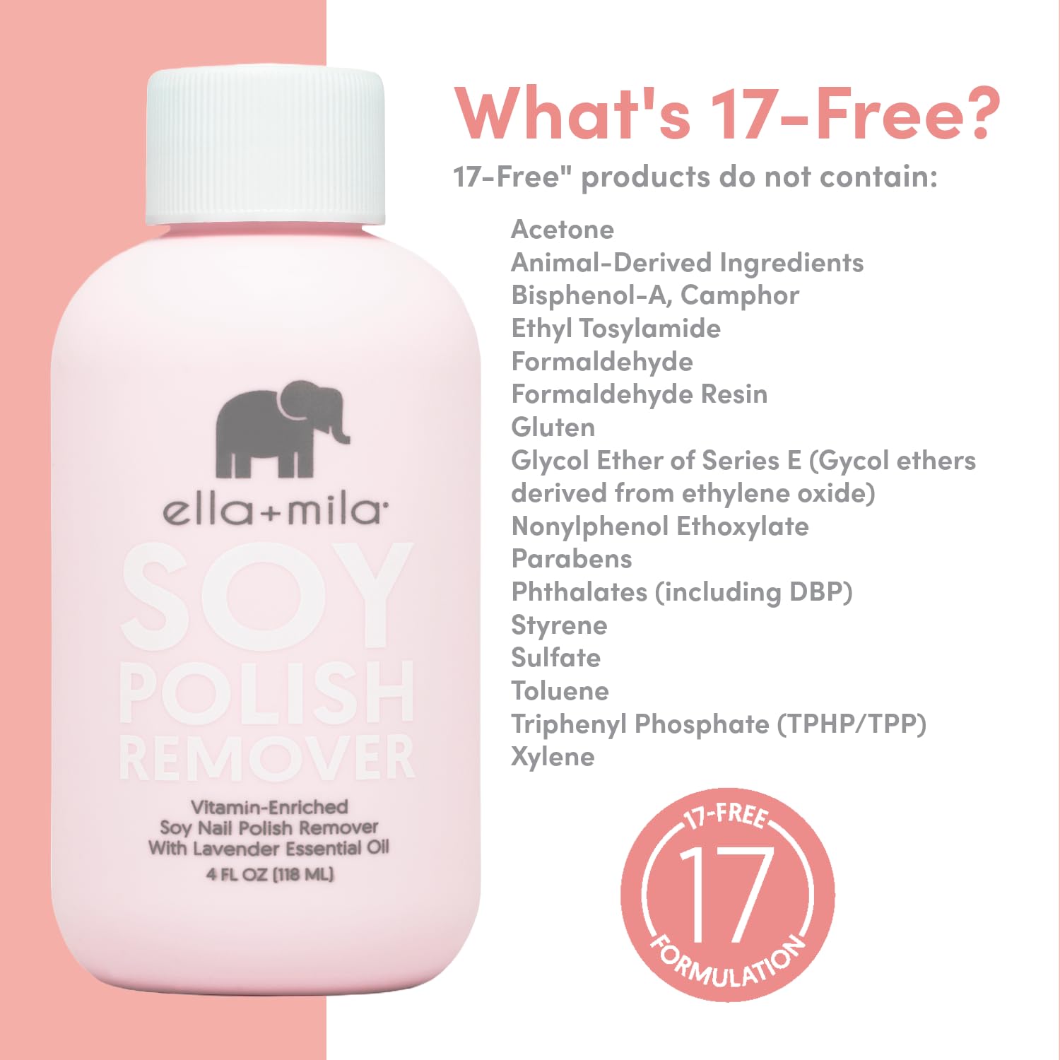 ella-mila remover applied to cotton pad with a 30-second press on the nail.
