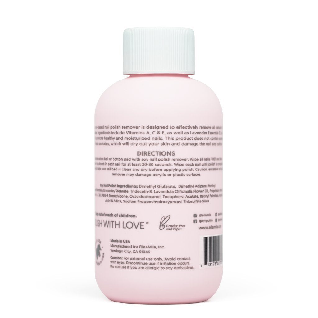 ella-mila not for gel polish, designed for natural nails and color removal.