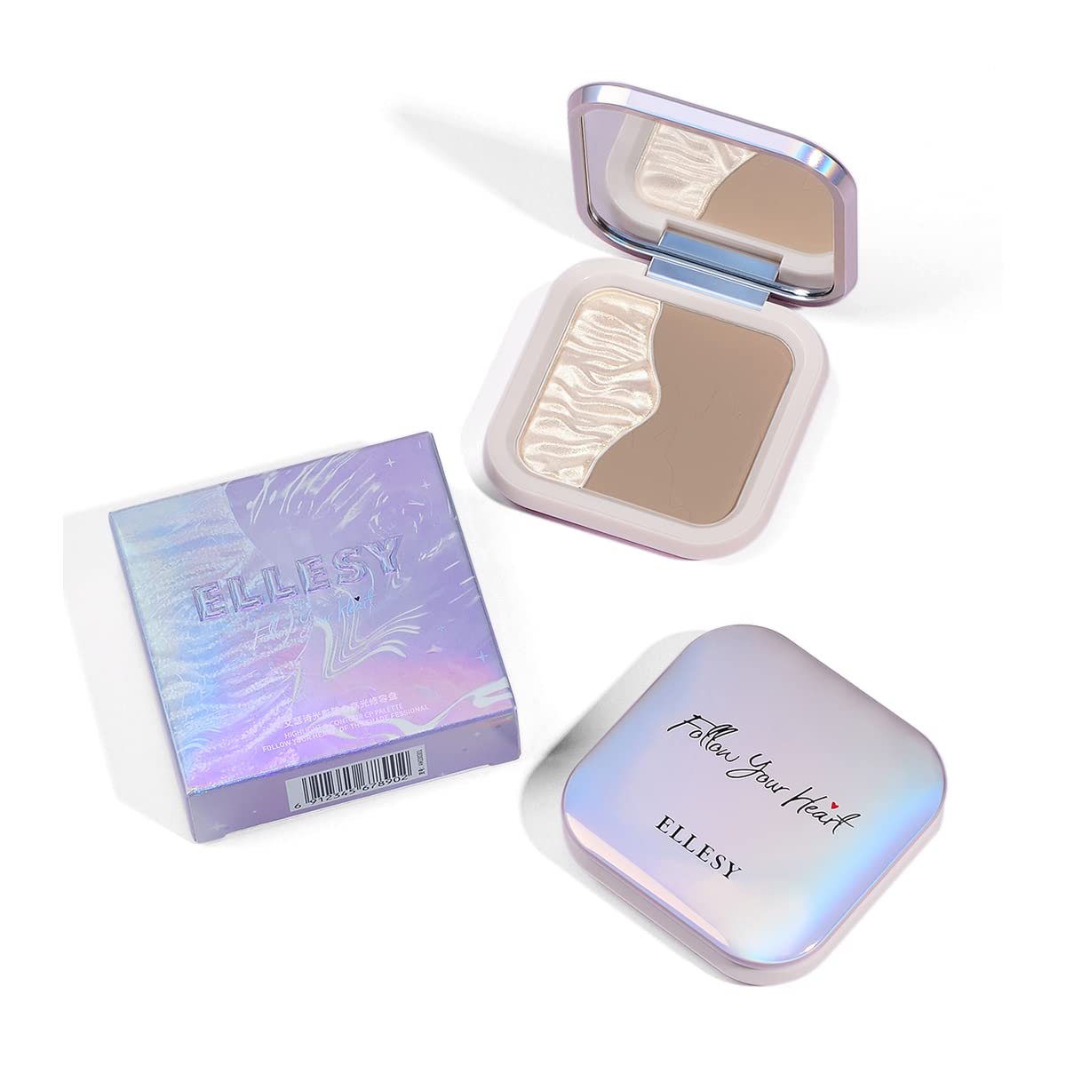 ELLESY highlighter palette swatches show smooth, natural glow