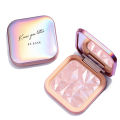 ELLESY Rainbow Glow palette open, showing four shades for radiant skin