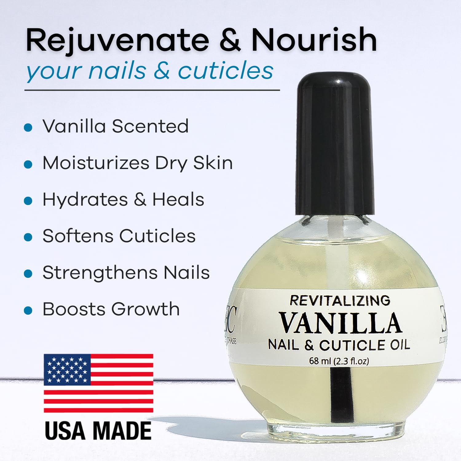 Dropper applying Ellie Chase oil for finger nails and cuticles