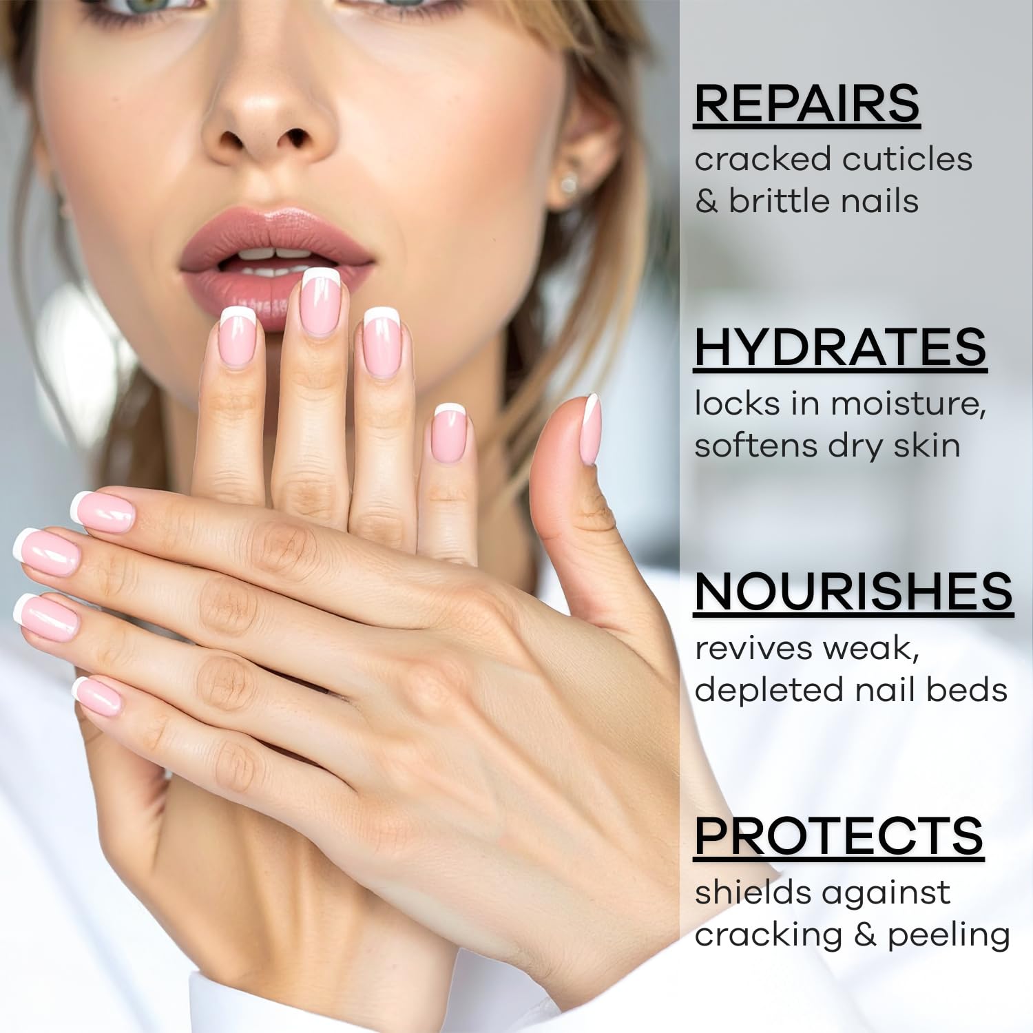 Ingredients list of Ellie Chase cuticle oil including jojoba, aloe, vitamin E