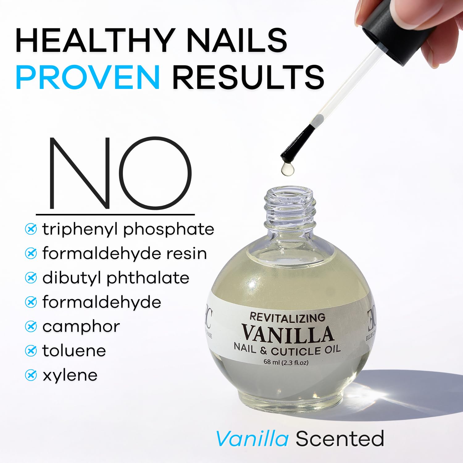 Oil on hand demonstrating quick absorption and daily hydration from Ellie Chase