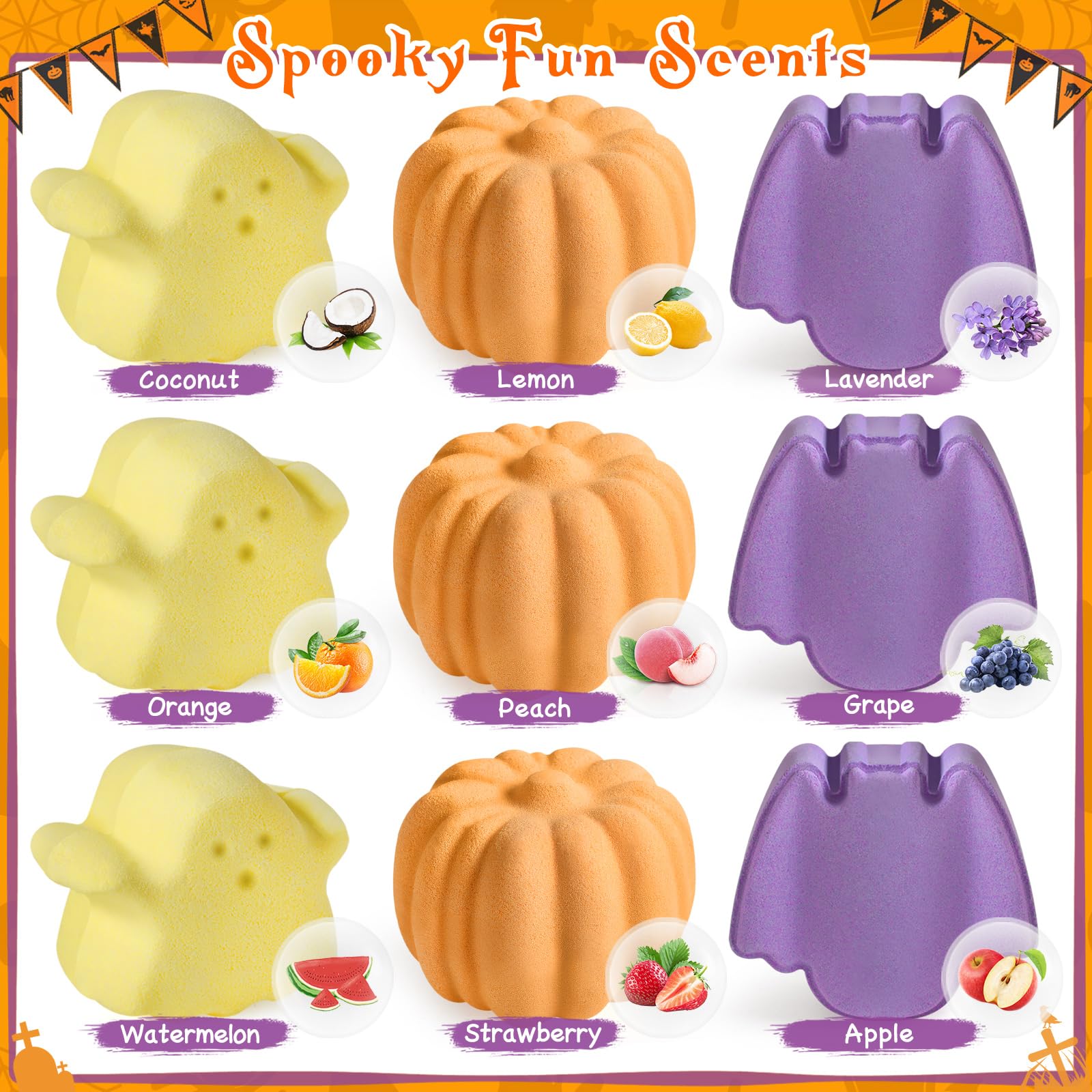 Ellinjan halloween bath bombs unwrapped, colorful fizz with a surprise toy inside.