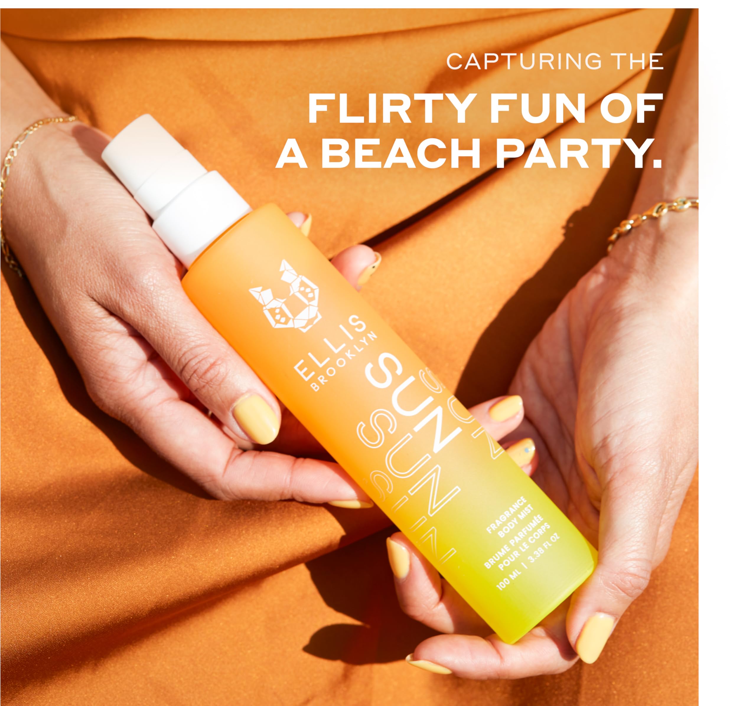 Ellis Brooklyn SUN bottle on a tray with sun glow, ideal for travel touch-ups