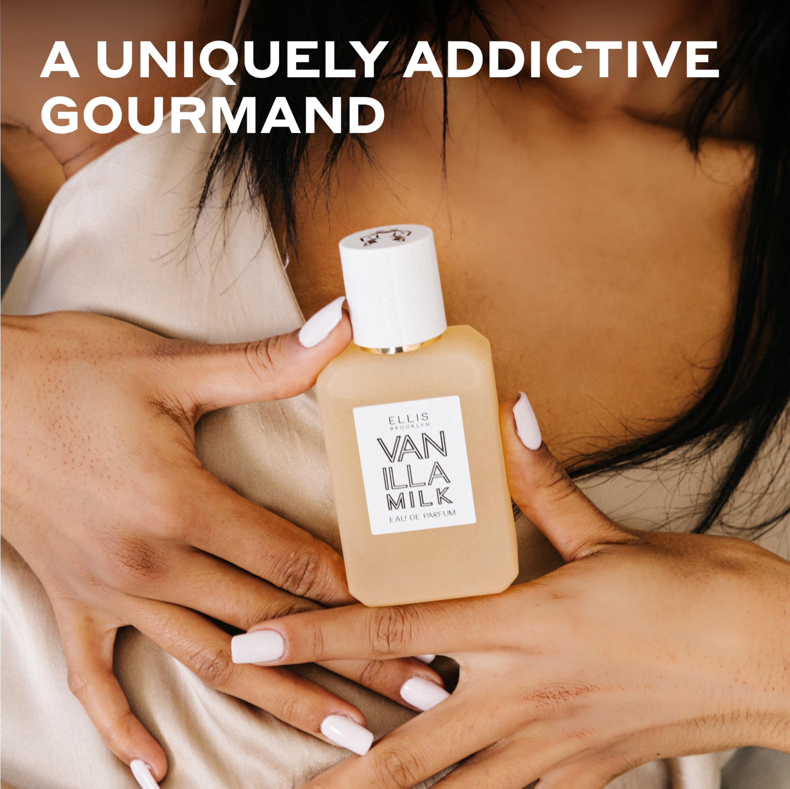 Ellis Brooklyn Vanilla Milk closeup bottle reveals warm bourbon vanilla and sandalwood depth.