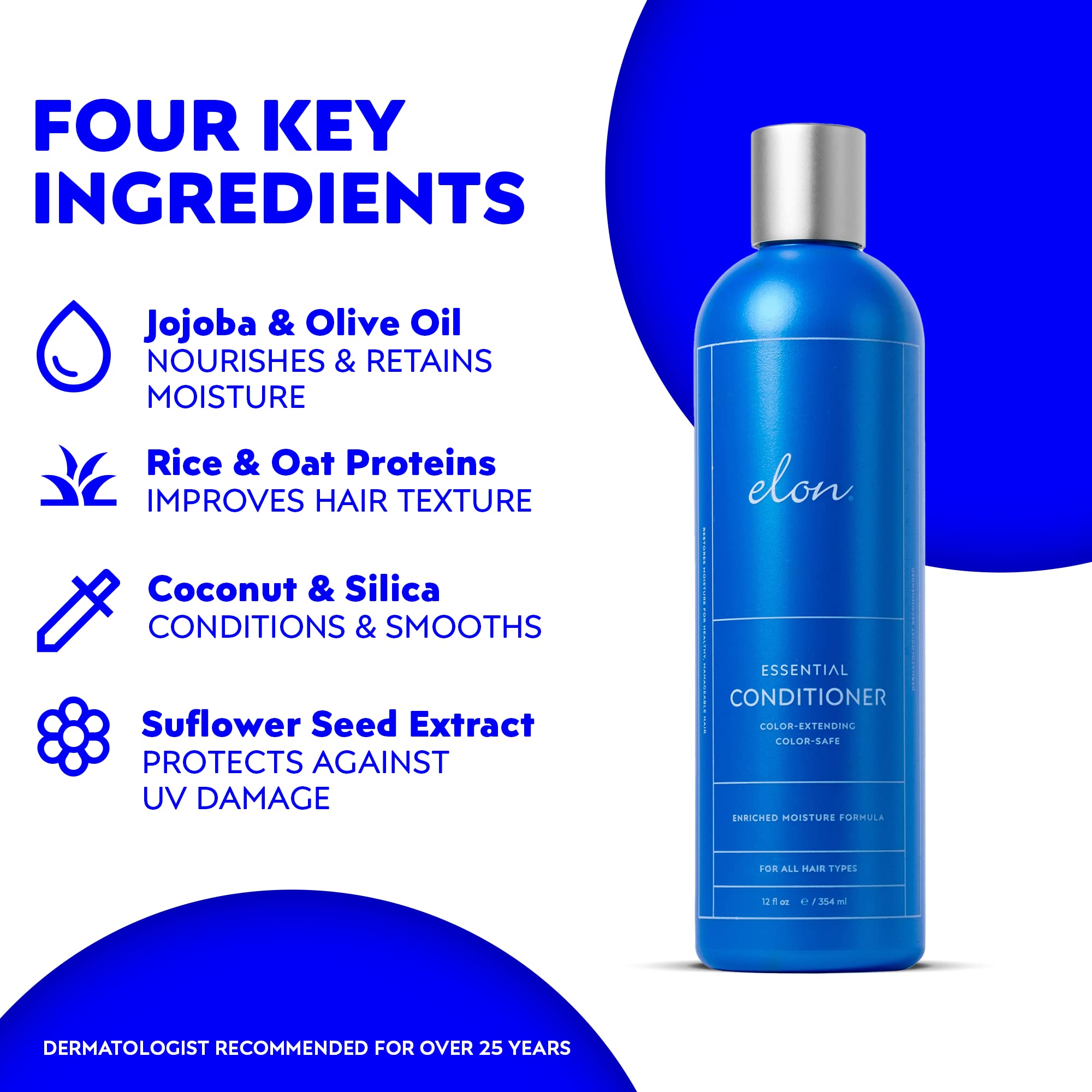 Application of Elon Essential Conditioner on hair showing detangling and shine.