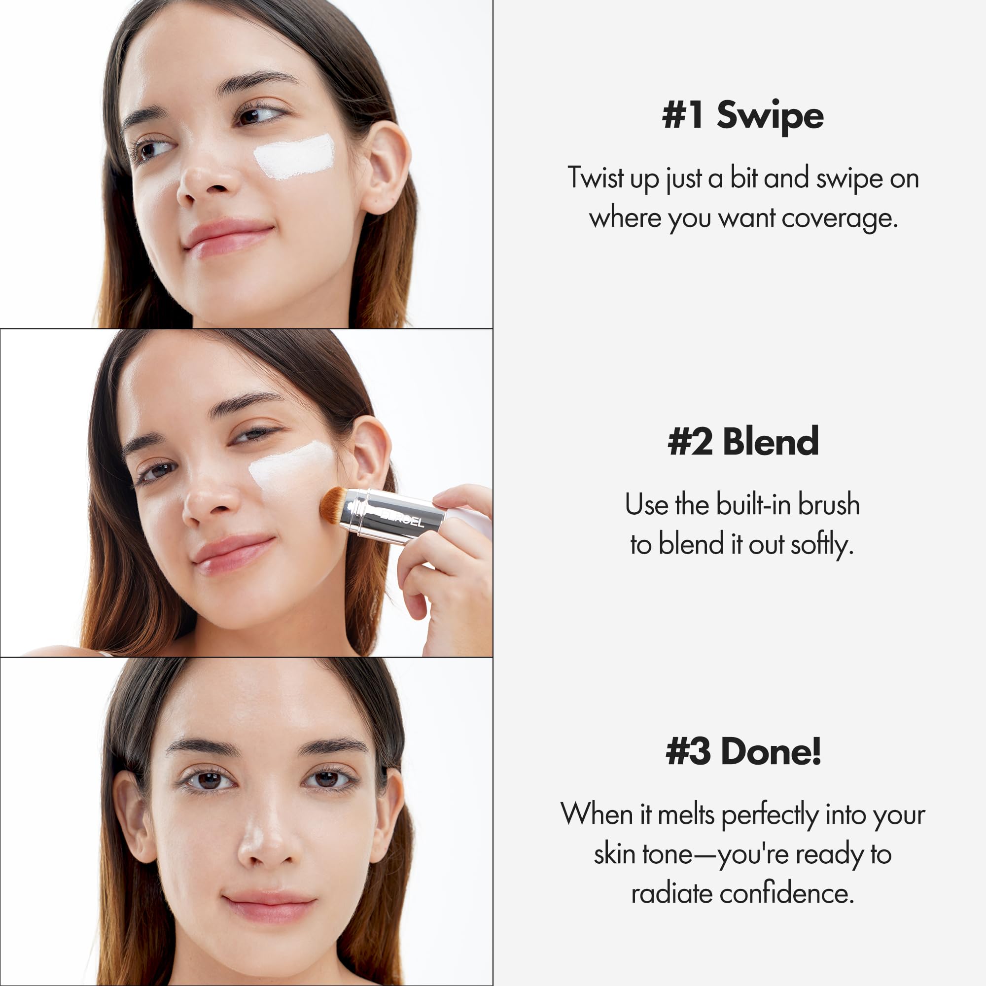ELROEL Blanc Cover Stick V White dewy finish gives radiant, natural-looking skin.