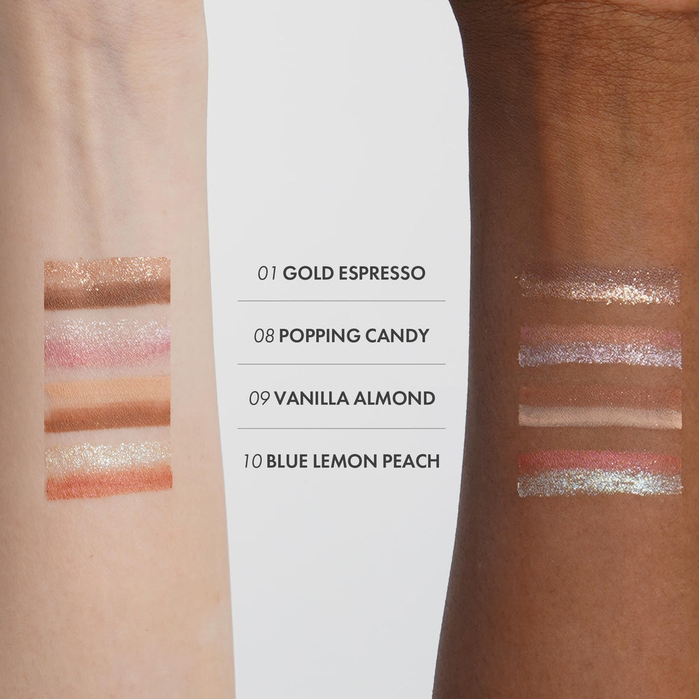 ELROEL Blanc Double Shadow Stick creamy-texture close-up emphasizes easy blend.