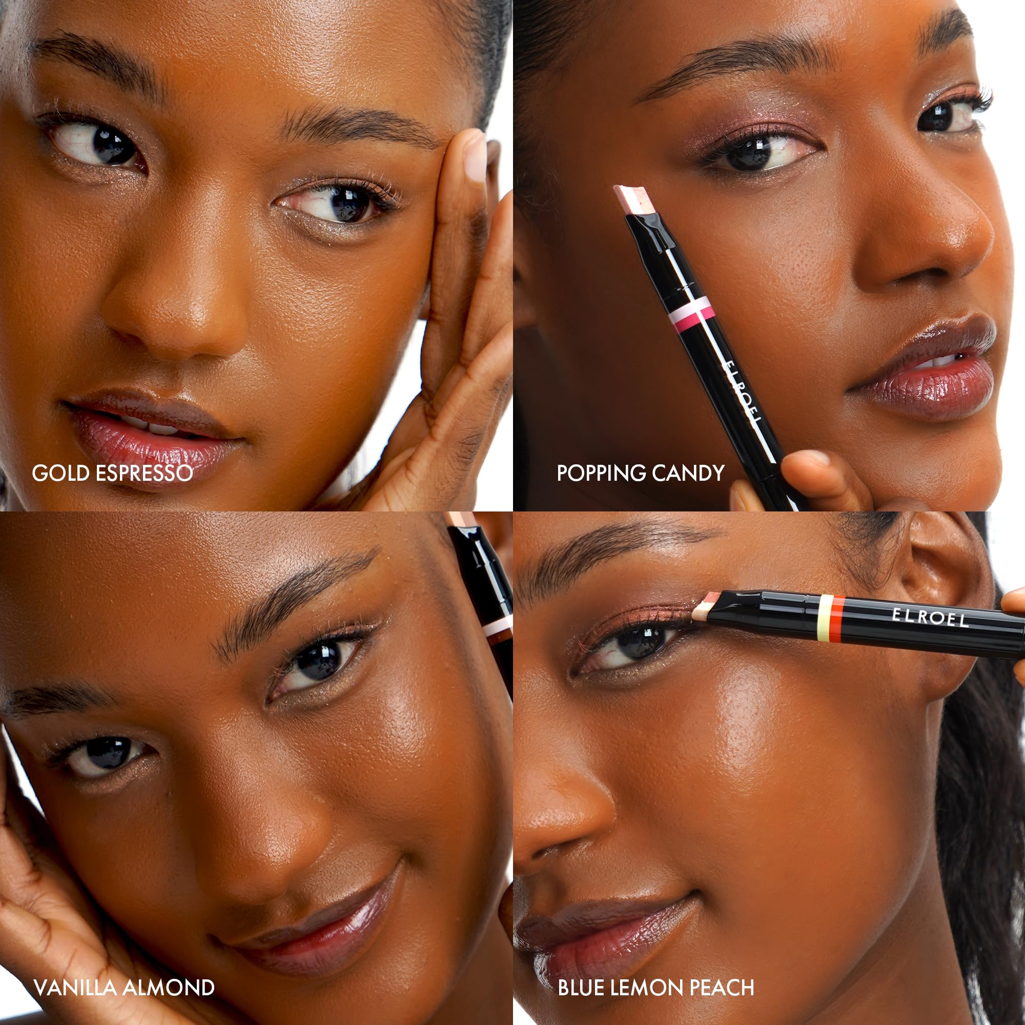ELROEL Blanc Double Shadow Stick Gold-Espresso swatch highlights rich dual tones.