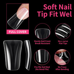 ELSAGIRL Break-resistant Duck Nail Tips for sturdy extended nails.