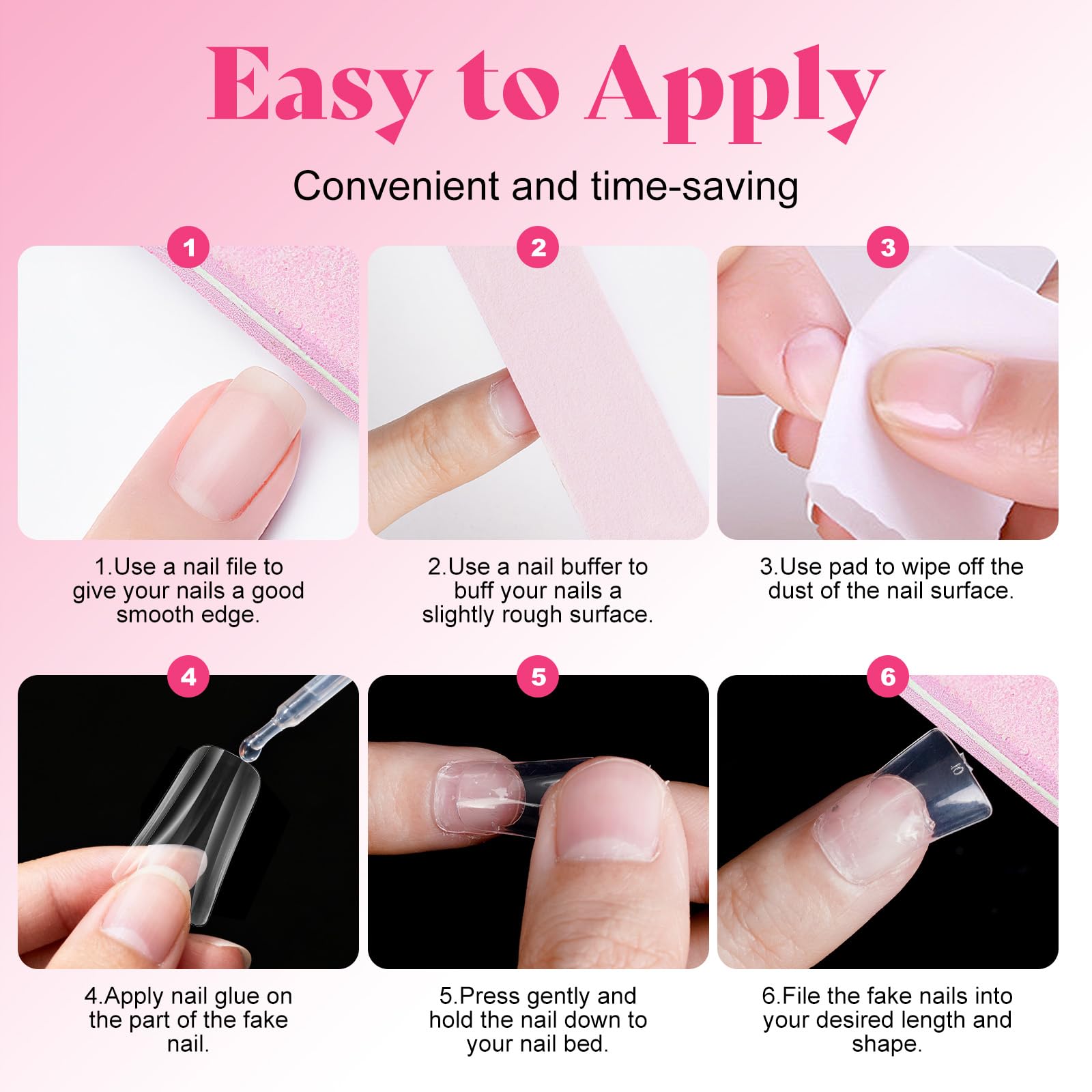 ELSAGIRL Easy-application Pre-shaped Nail Tips for home nail art.