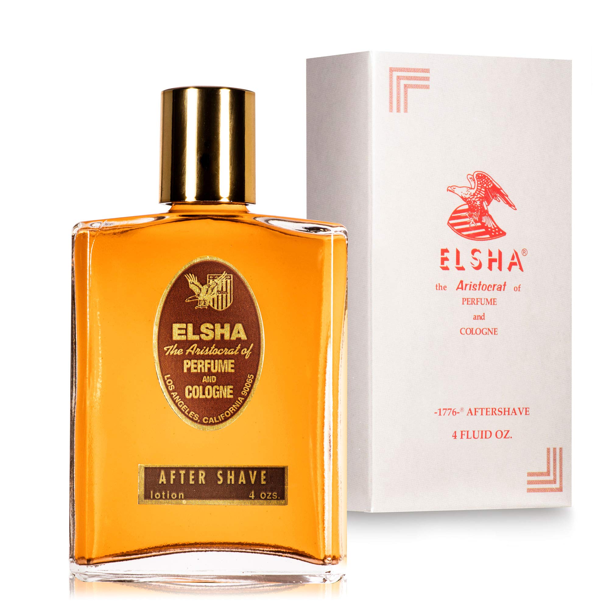 ELSHA 1776 aftershave bottle side view highlights elegant packaging and heritage aesthetics