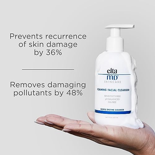 EltaMD Foaming Facial Cleanser foam texture delivers gentle cleansing and light exfoliation for smoother skin.
