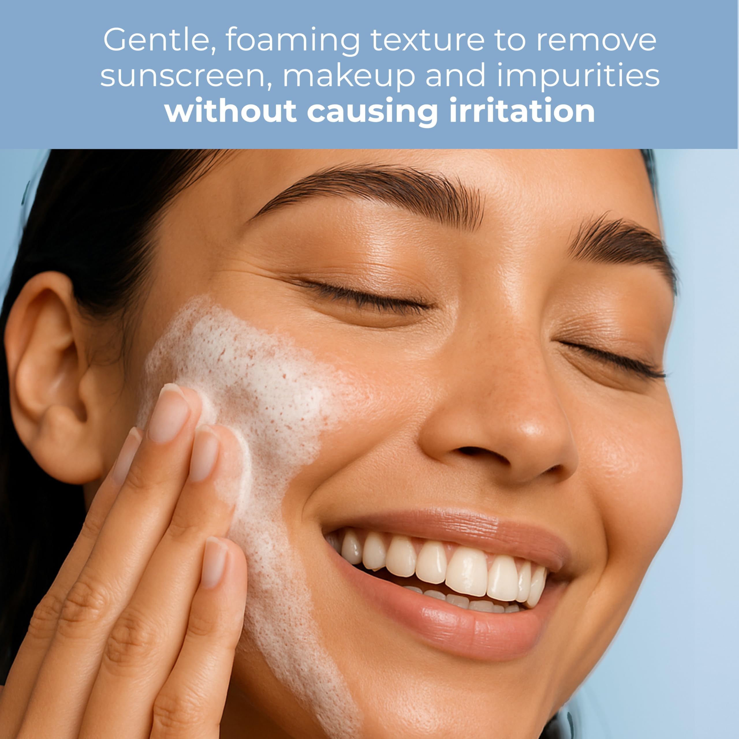 Hydration-boosting cleanse leaves skin feeling refreshed after rinsing