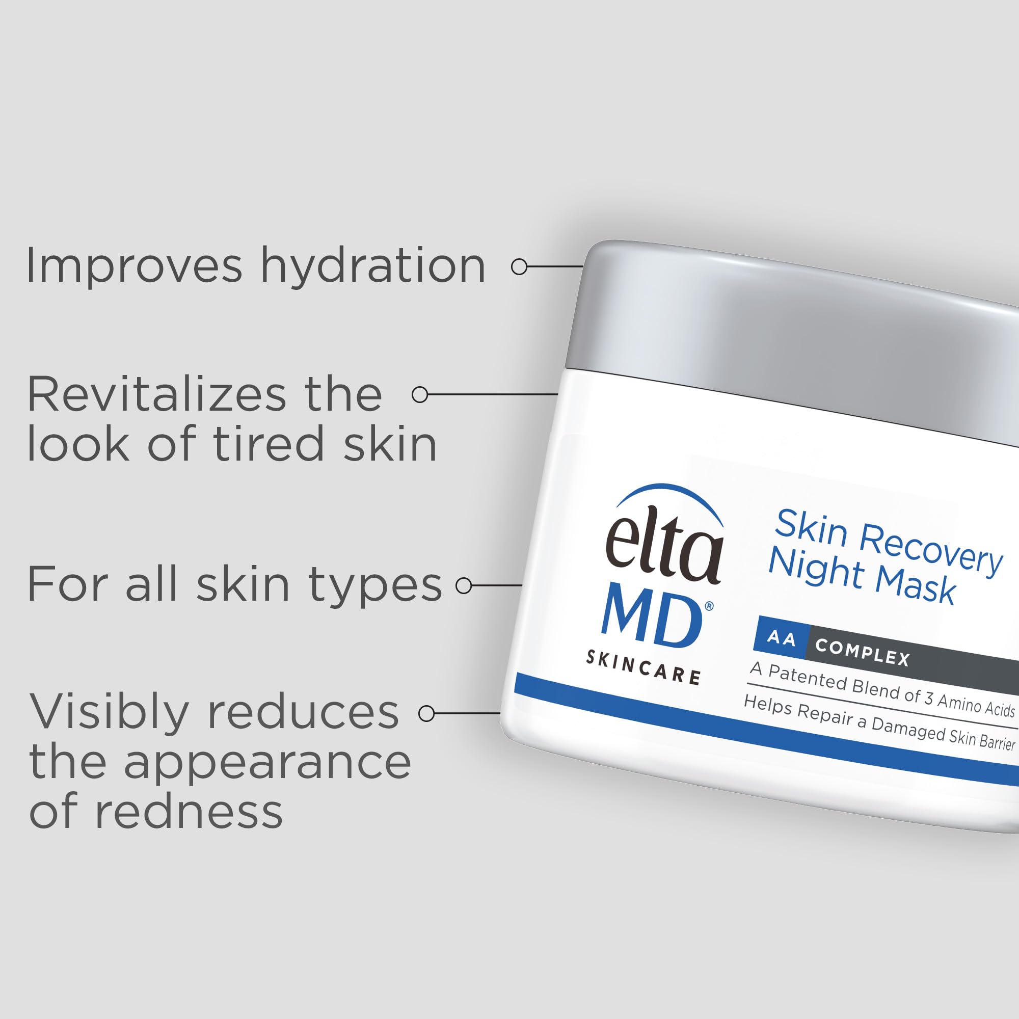 EltaMD Skin Recovery Night Mask promotes a radiant glow overnight using chronobiology technology.