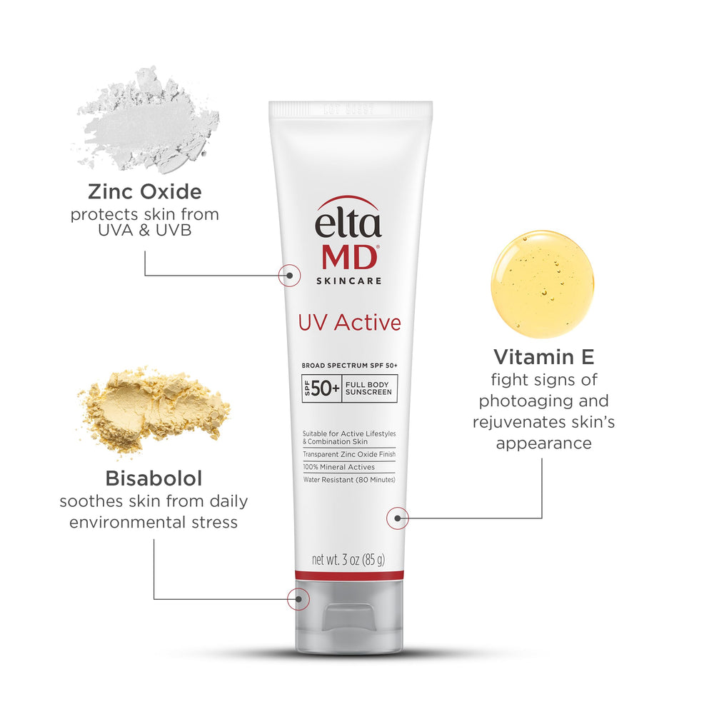 Fragrance-free EltaMD UV Active sunscreen suitable for sensitive skin.
