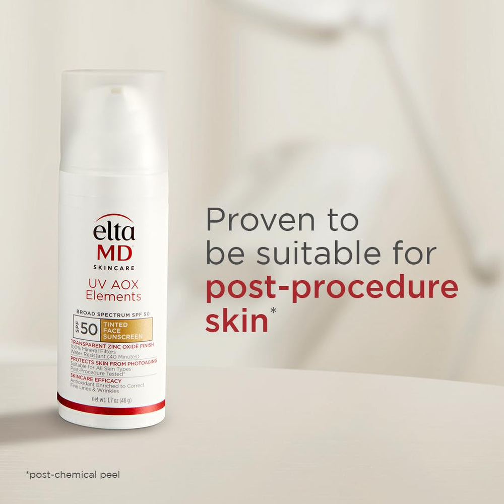 Antioxidants in EltaMD UV AOX Elements protecting skin from environmental stressors.