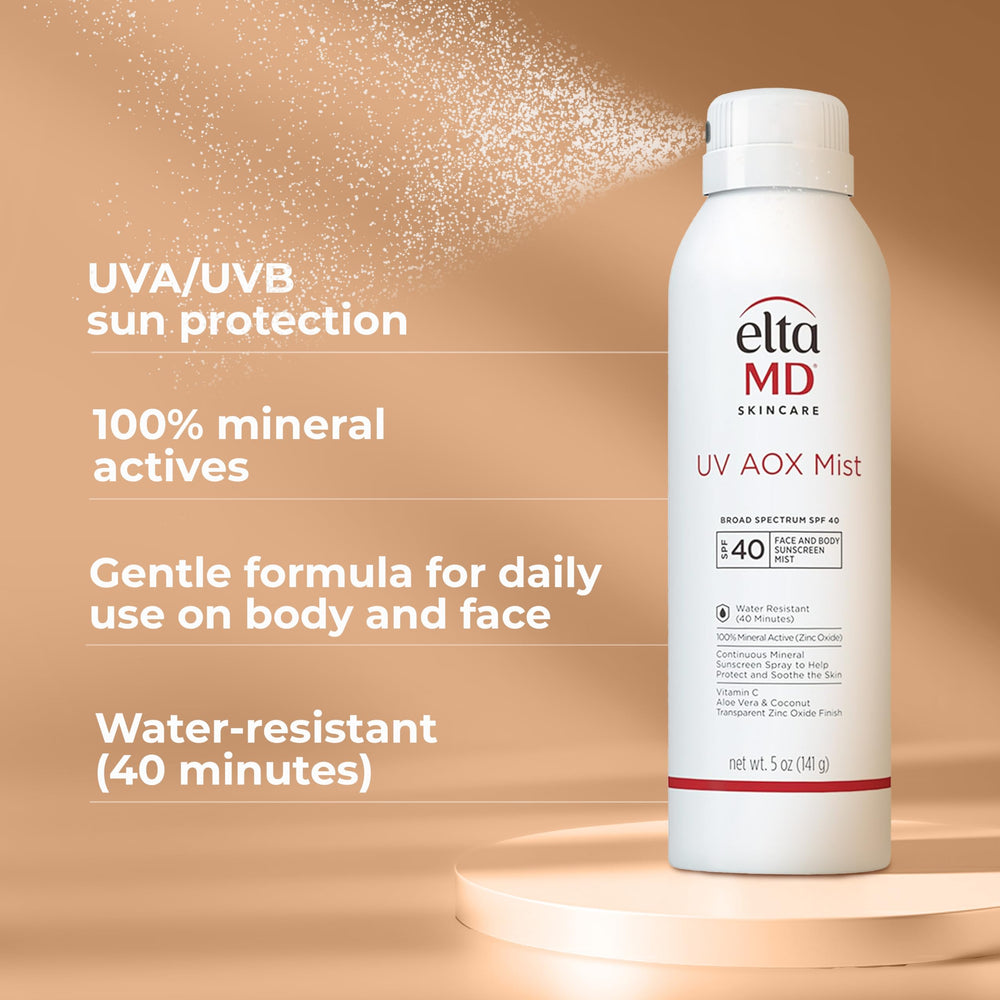 EltaMD UV AOX Mist dries clear after application.