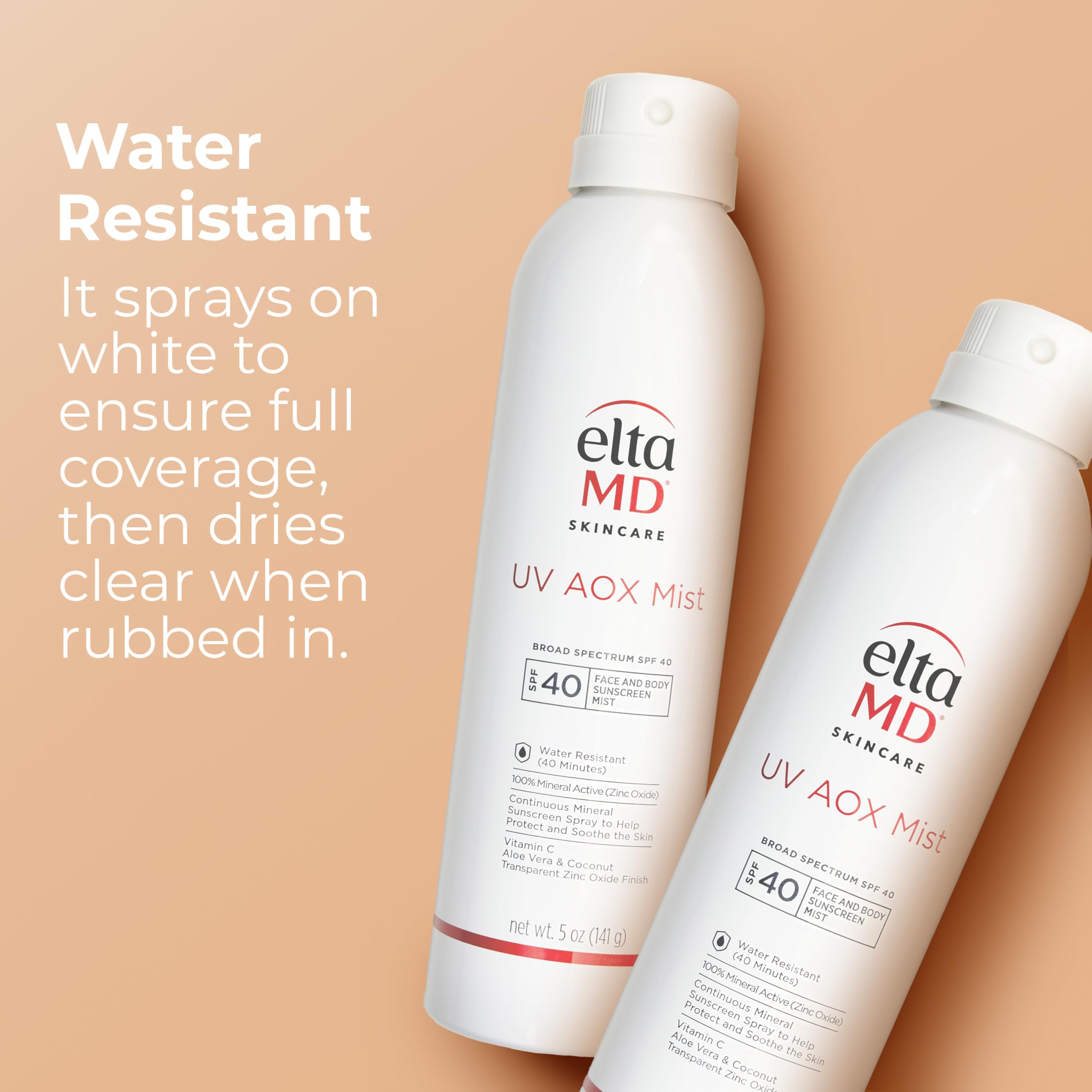 EltaMD UV AOX Mist SPF 40 provides broad spectrum protection.