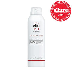 EltaMD UV AOX Mist spray on arm for easy protection.