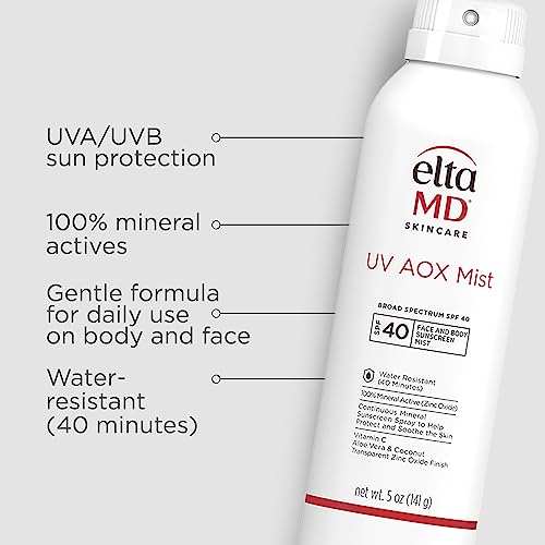 EltaMD UV AOX Mist body bottle shielding during outdoor activity.