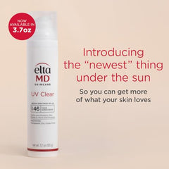 EltaMD UV Clear SPF 46 bottle back highlights zinc oxide and usage notes for daily protection