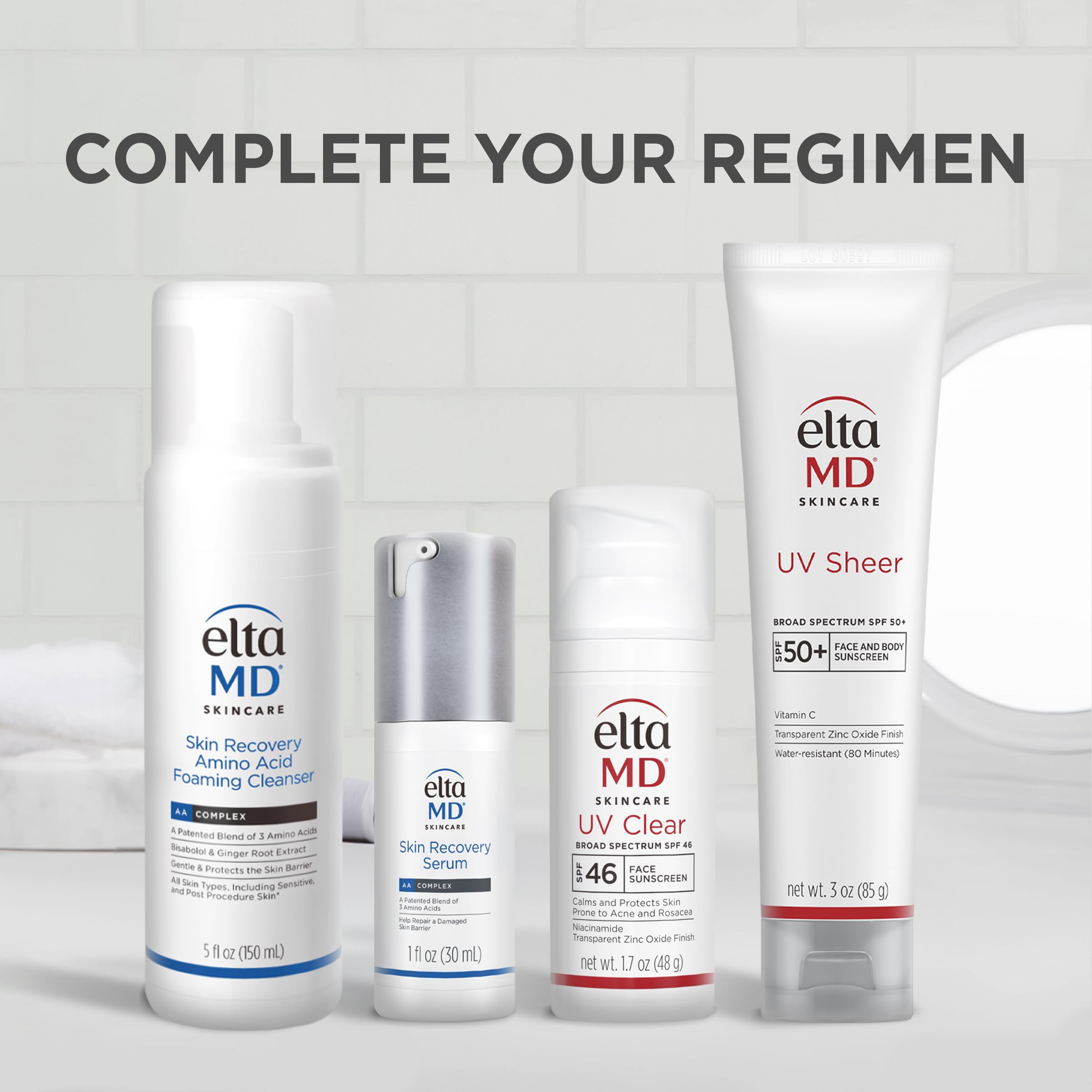 Fragrance-free and oil-free formula shown for sensitive skin.