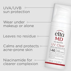 EltaMD UV Clear pump bottle dispensing a small amount for easy application.
