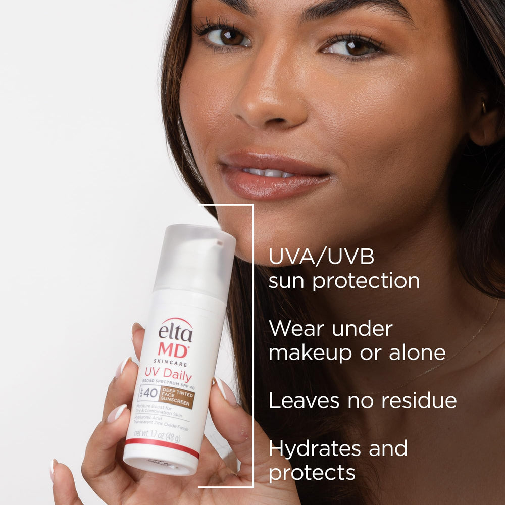 EltaMD UV Daily Deep Tint SPF 40 blends seamlessly for a natural, streak-free look.