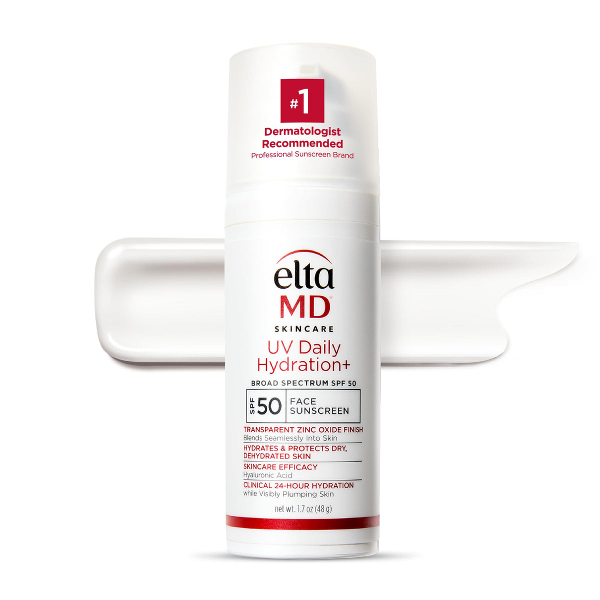 EltaMD UV Daily Hydration+ SPF 50 bottle demonstrates lightweight daily protection.