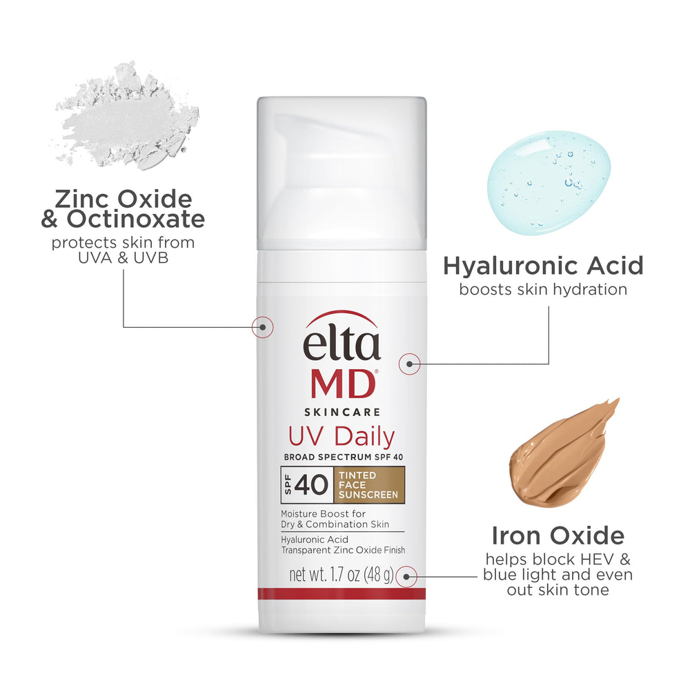 EltaMD UV Daily SPF 40 tinted with hyaluronic acid for hydration detail