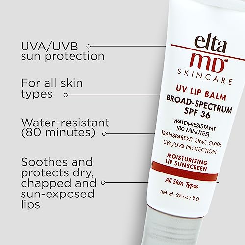 EltaMD lip balm with transparent zinc oxide for reliable sun protection on lips outdoors.
