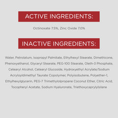 EltaMD UV Lotion bottle highlighting Hyaluronic Acid hydration for silky, moisturized skin.