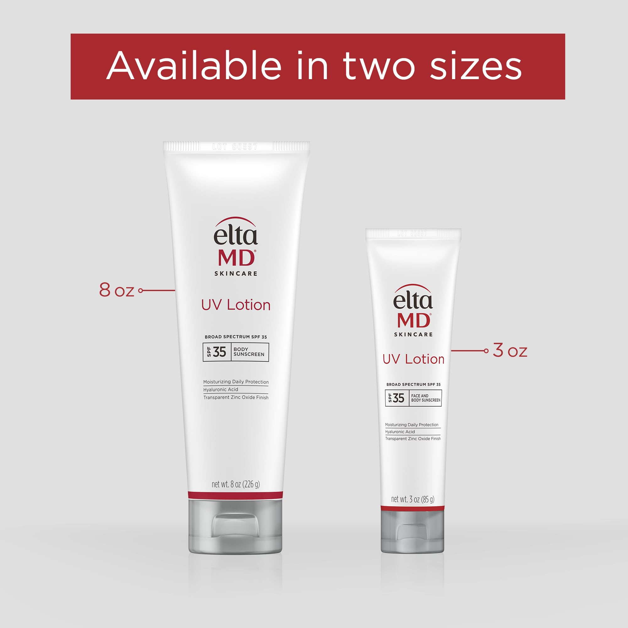 EltaMD UV Lotion with zinc oxide emphasizing mineral protection and a non-greasy feel.
